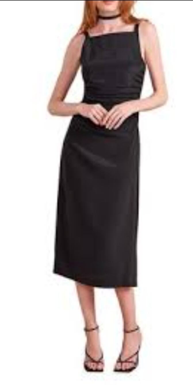 La Ligne Black Silk Midi Sasha Dress Size Large Designer Party